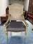 PAIR Vintage Gilt Wood Suede & Leather Arm Chair Carousel 4
