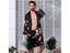 Large Size 4XL 5XL Men Satin Robe Set Dragon Print 2PCS Sleepwear Silky Nighty Carousel 5