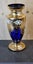 Vintage Czech Bohemian Cobalt Blue Glass & 24KT Gold Gilded Vase. Carousel 6