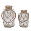 glass vase with hemp rope 2pcs Rope Net Dry Flower Glass Vase with Handle Rustic Carousel 8