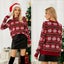 Women Round Neck Christmas Knitwear Long Sleeve Snowflake Sweater Dark Blue Jump Carousel 4