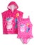 Peppa Pig Pink Poncho Towel and 1 Piece Swimming Costume Set (Girls) Carousel 1