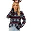 Women Round Neck Christmas Knitwear Long Sleeve Snowflake Sweater Dark Blue Jump Carousel 1