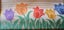 1930's Irish Linen Tablecloth - Never Used - Damask Hand Painted Rayon - Tulips Carousel 2