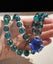 1960s Vintage 2-String Chunky Faceted Blue Green Beads & Big Rhinestone Necklace Carousel 4