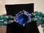 1960s Vintage 2-String Chunky Faceted Blue Green Beads & Big Rhinestone Necklace Carousel 9