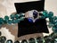 1960s Vintage 2-String Chunky Faceted Blue Green Beads & Big Rhinestone Necklace Carousel 13