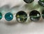 1960s Vintage 2-String Chunky Faceted Blue Green Beads & Big Rhinestone Necklace Carousel 12