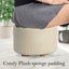 Fabric Ottoman Round Foot Stool With Wooden Legs Beige Furniture Home Ottomans Carousel 5
