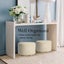 Fabric Ottoman Round Foot Stool With Wooden Legs Beige Furniture Home Ottomans Carousel 6
