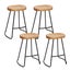 Artiss Set Of 4 Elm Wood Backless Bar Stools 75Cm - Black And Light Natural Carousel 1