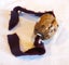 JEWELLERS MUSEUM CARVED WALNUT WOOD OJIME BEAD SIGNED & SET WITH PEARLS & GARNET Carousel 5