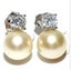 SALE! Premier Pale GOLDEN Round AKOYA PEARL &amp; Crystal Earrings Carousel 1