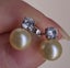 SALE! Premier Pale GOLDEN Round AKOYA PEARL &amp; Crystal Earrings Carousel 5