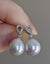 White Teardrop 9.5 x 10.5mm Cultured Pearl Dangle Earrings Carousel 8