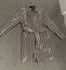 Italian uber chic shiny navy and beige striped coat - Carousel 5