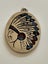 AMERICAN INDIAN CHIEF HEAD INSET WITH TURQUOISE & CORAL OVAL 3.5 X 4.5CM Carousel 1