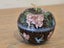 Vintage Oriental Enameled Cloisonné Apple Dish Lidded Trinket Box Carousel 9