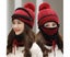 Women Winter Knitted Beanie Cap Warm Face Cover Neck Scarf Gloves Outdoor Set Carousel 9