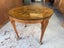 A Vintage Solid Mahogany Frame Exotic Timber Marquetry Top Circular Table Carousel 9