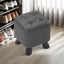 Small Square Ottoman Foot Rest Stool Faux Leather Padded Seat - Dark Grey Carousel 2