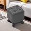 Small Square Ottoman Foot Rest Stool Faux Leather Padded Seat - Dark Grey Carousel 3