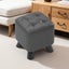 Small Square Ottoman Foot Rest Stool Faux Leather Padded Seat - Dark Grey Carousel 4