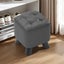 Small Square Ottoman Foot Rest Stool Faux Leather Padded Seat - Dark Grey Carousel 5