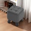 Small Square Ottoman Foot Rest Stool Faux Leather Padded Seat - Dark Grey Carousel 6