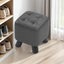 Small Square Ottoman Foot Rest Stool Faux Leather Padded Seat - Dark Grey Carousel 8