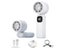 100 Speeds USB Digital Display Cooling Fan with Lanyard and Phone Holder White Carousel 1