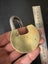 $1 reserve. Beautiful condition vintage "SAFETY FIRST" brass padlock with key. Carousel 6