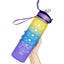 1L Water Bottle Motivational Drink Flask with Time Markings Sport Gym-Purple Carousel 2