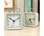 Battery Operated Alarm Clock with Square Metal Case, 3.7" Analog Quartz Small Carousel 6