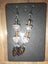 Crackle Glass and Long Bicone Bead Earrings with Leaf Charms (Pink And Gold). Carousel 2