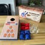 Mini Cornhole Drinking Game Set with 4 Shot Glasses 8 Bean Bags Wooden Toss B... Carousel 3