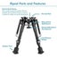 2x Adjustable 6" to 9" Legs Sniper Hunting Rifle Bipod with Sling Swivel Mount Carousel 9