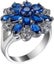 Blue Sapphire Look Ring – White Gold Plated Statement Gift Carousel 3