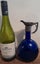 COBALT BLUE GLASS BODY WINE PITCHER C 1863-83 . PEWTER TOP. Carousel 1