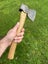 $1 reserve. fully restored “stiletto” embossed hewing axe / hatchet. (R/handed) Carousel 13