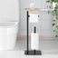 Freestanding Toilet Paper Holder with Bamboo Shelf Carousel 1