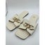 Size 43 Cream Flat Sandals with Gold Chain Detail Carousel 1