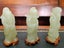 Three Chinese Deities Carved from Light Green Jade Standin on Wooden Bases. Carousel 5