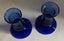 +++ BLUE ART GLASS (2) CANDLE STICKS +++ Carousel 8