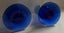 +++ BLUE ART GLASS (2) CANDLE STICKS +++ Carousel 9
