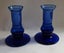 +++ BLUE ART GLASS (2) CANDLE STICKS +++ Carousel 1