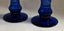 +++ BLUE ART GLASS (2) CANDLE STICKS +++ Carousel 10