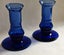 +++ BLUE ART GLASS (2) CANDLE STICKS +++ Carousel 6