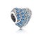 925 STERLING SILVER BLUE & CLEAR CZ HEART CHARM - Fits Pandora Bracelet! Carousel 1