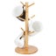 Bamboo Mug Rack 6 Hook Countertop Coffee Cup Holder Non Slip Carousel 1